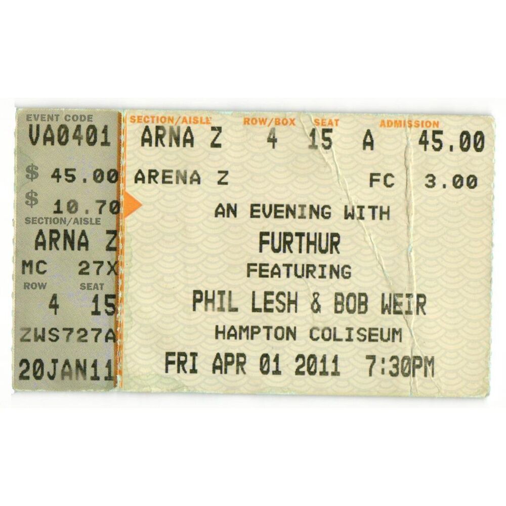 2011 Furthur Concert Ticket Stub Hampton VA Grateful Dead